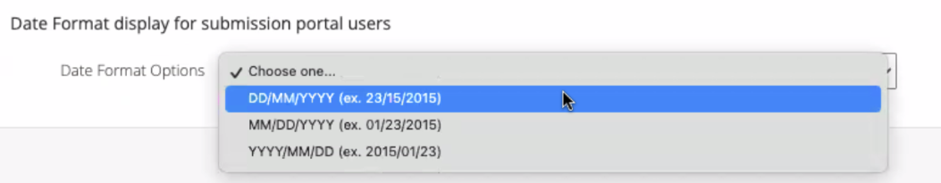 Image of selecting the preferred date format